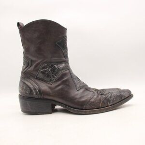 Mark Nason Dallas Boots Men’s Size 8 Black Brown Distressed Leather Italy 67267